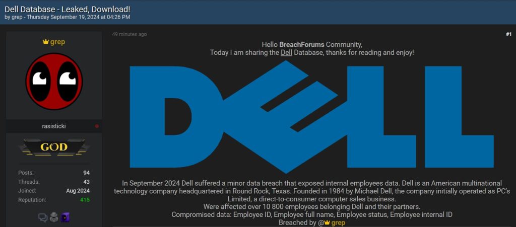 Hacker Claims "Minor" Data Breach at Dell; Leaks Over 10,000 Employee Details