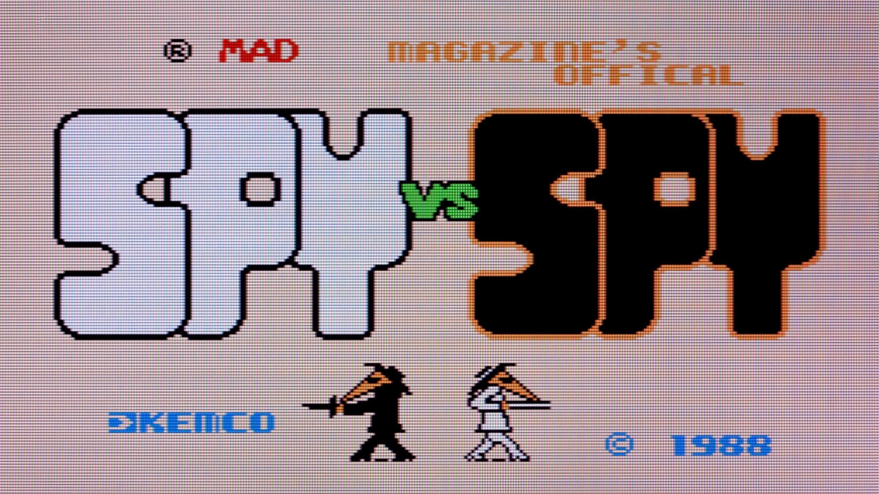 The title screen for 1988's "Spy vs. Spy" arcade game