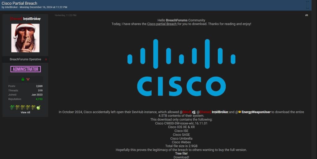 Hackers Leak Partial Cisco Data from 4.5TB of Exposed Records