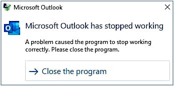 Microsoft Outlook crash on Windows Server